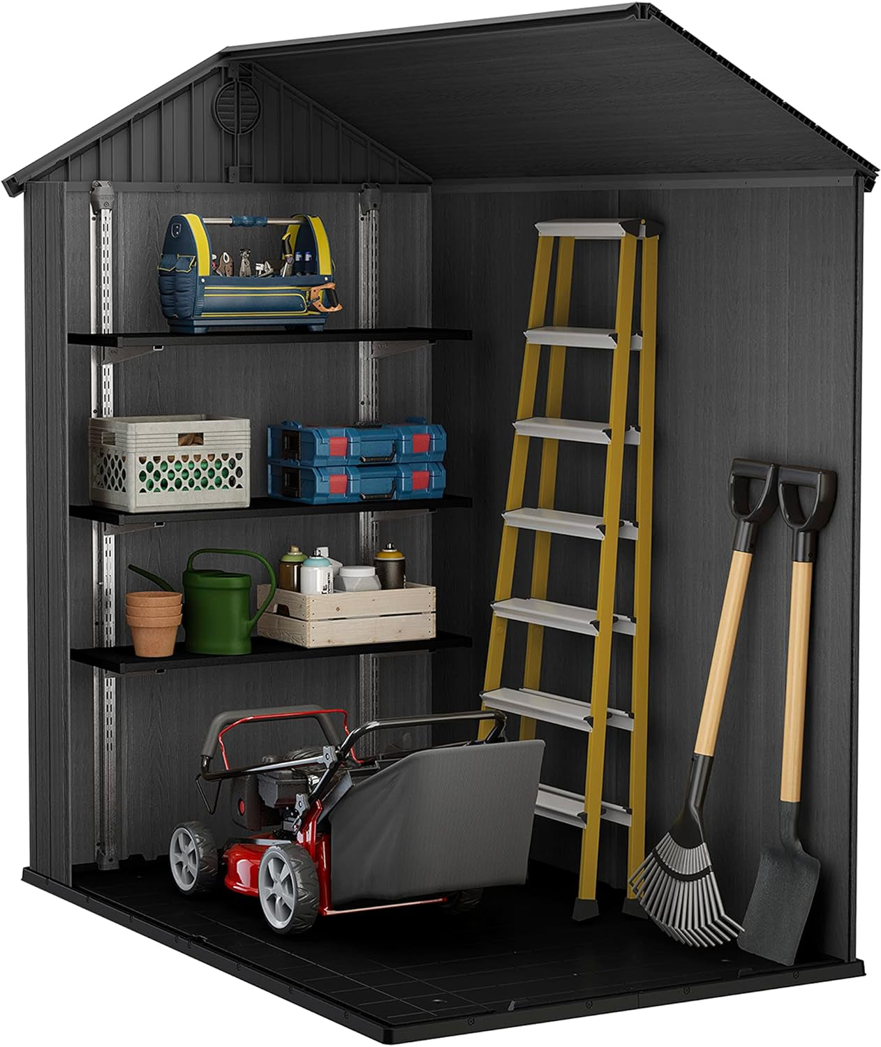 Darwin Outdoor Apex Single Door Garden Storage Shed 6 X 4Ft Grey Wood Look and Feel | Fade Free | All Weather Resistant | Safe and Secure | Zero Maintenance | 15 Year Warranty
